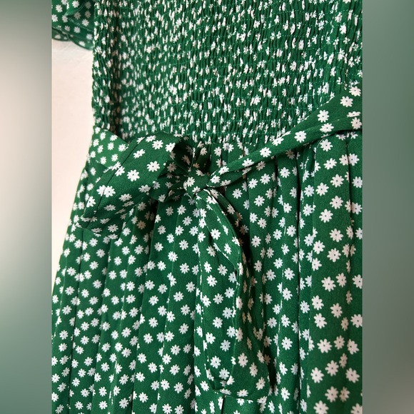 Spring Maxi Dress S Green White Polka Daisy Dot Boho Prairie Cottage Like New - Picture 8 of 10